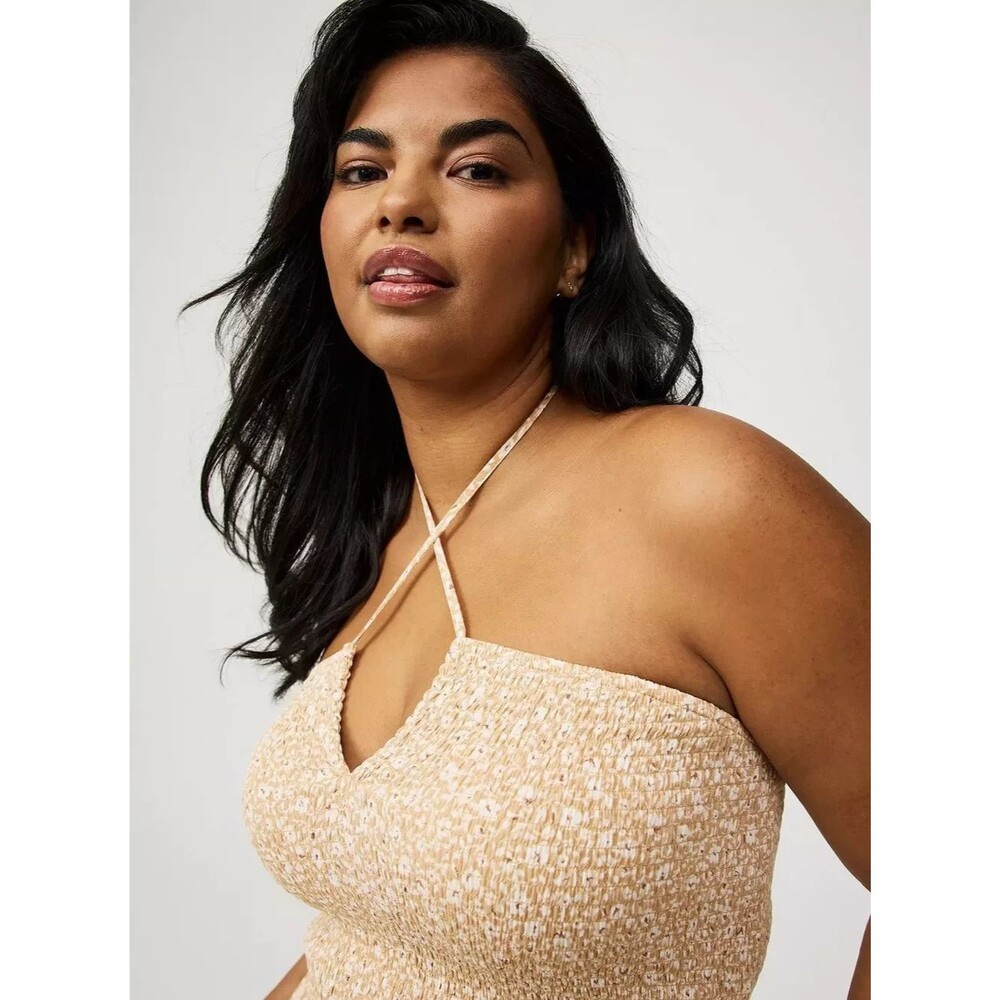 Torrid Halter Strap Smocked Crop Top Womens 3X NWT